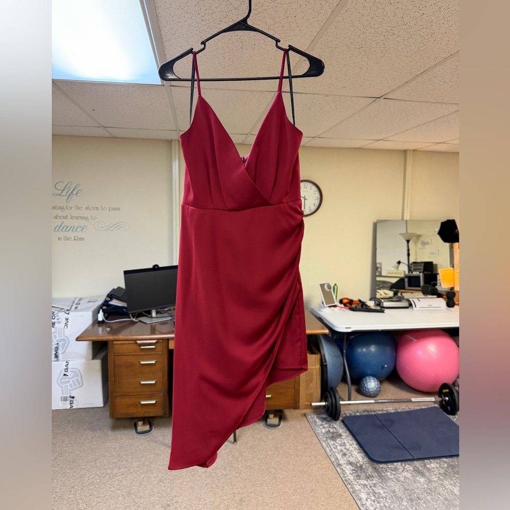 BCBGeneration Burgundy Asymmetrical Dress